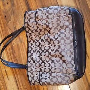 Coach Brown and Tan Signature Tote